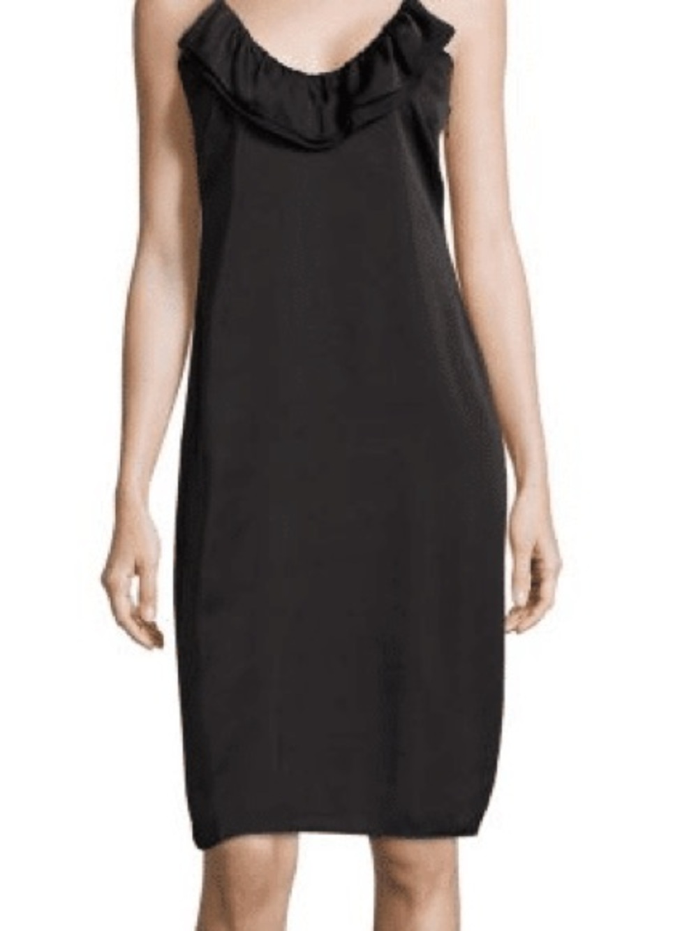 BCBGeneration Black Ruffle-Trim Slip Dress